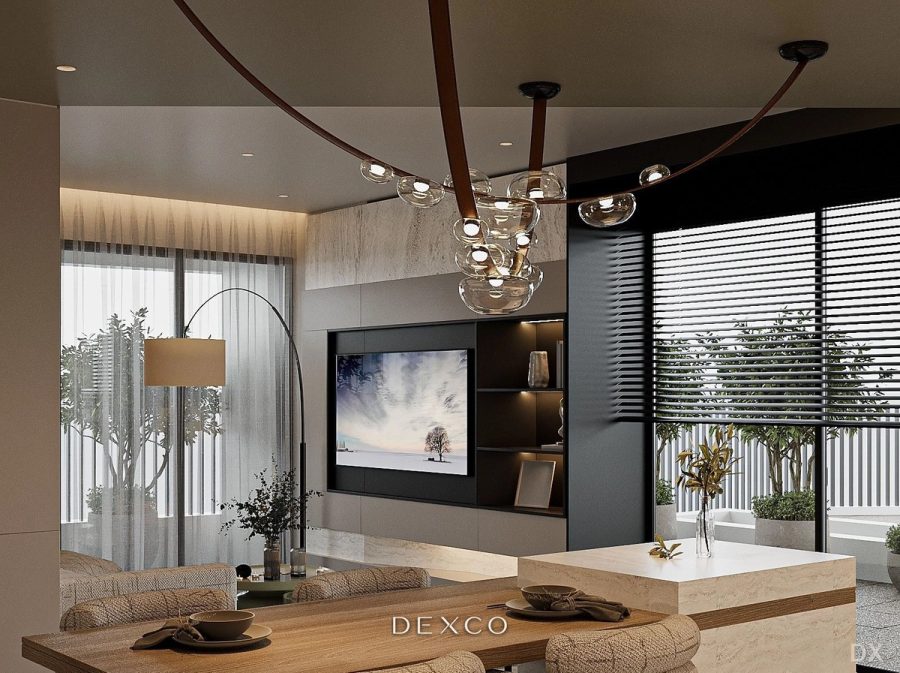 Căn hộ Soft Serenity tông sáng - phòng khách 02, thiết kế nội thất căn hộ cao cấp Dexco