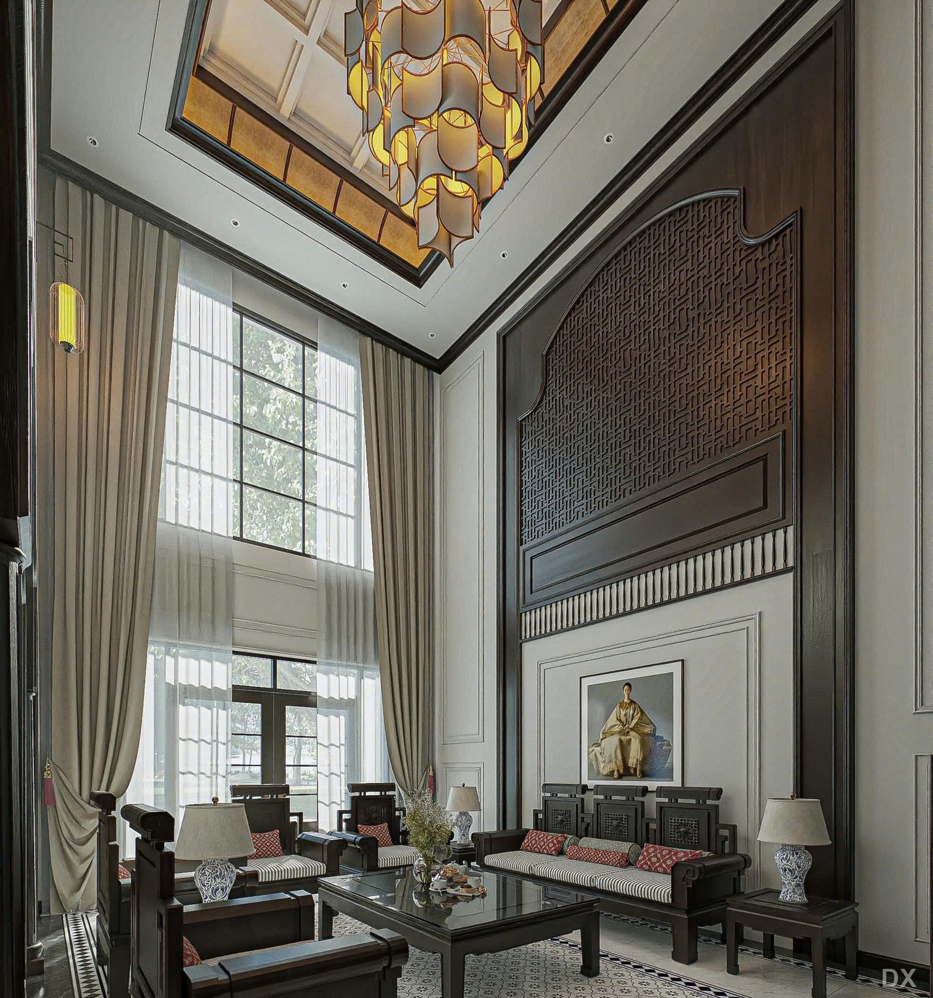 Nhà phố Indochine tông gỗ trầm
