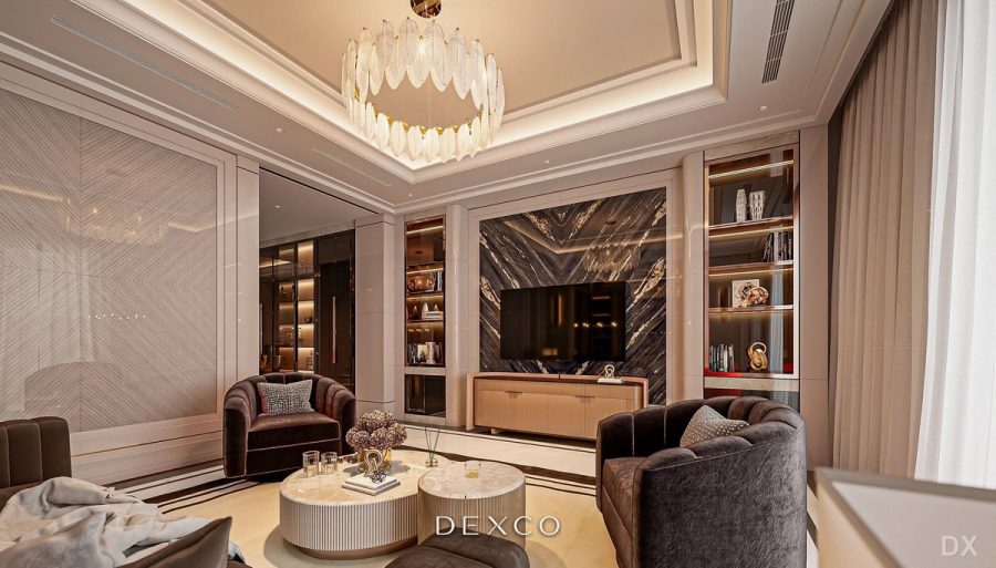 Thiết kế nội thất phòng khách biệt thự liền kề phong cách luxury hiện đại bởi Dexco