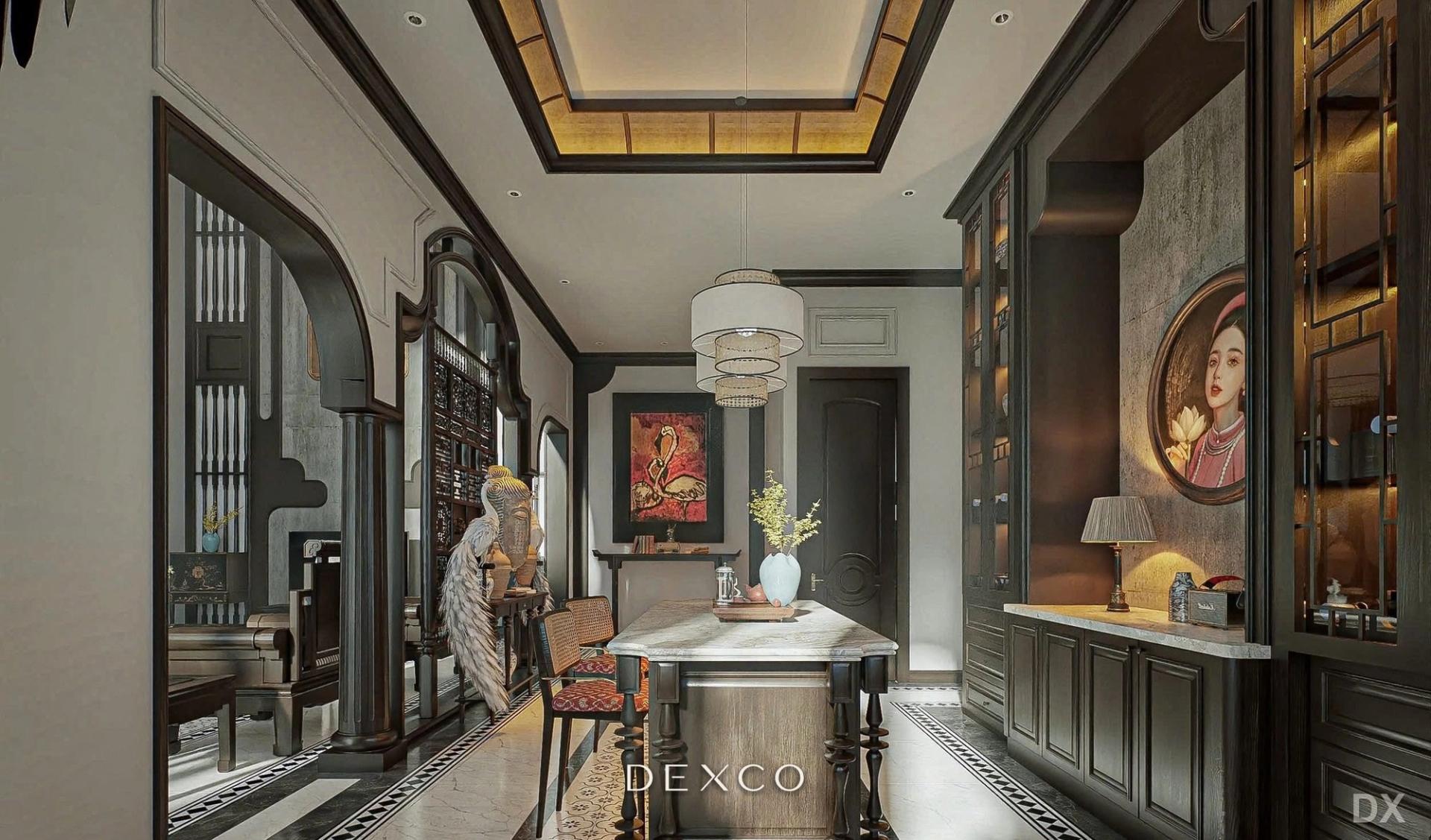 Nhà phố Indochine tông gỗ trầm