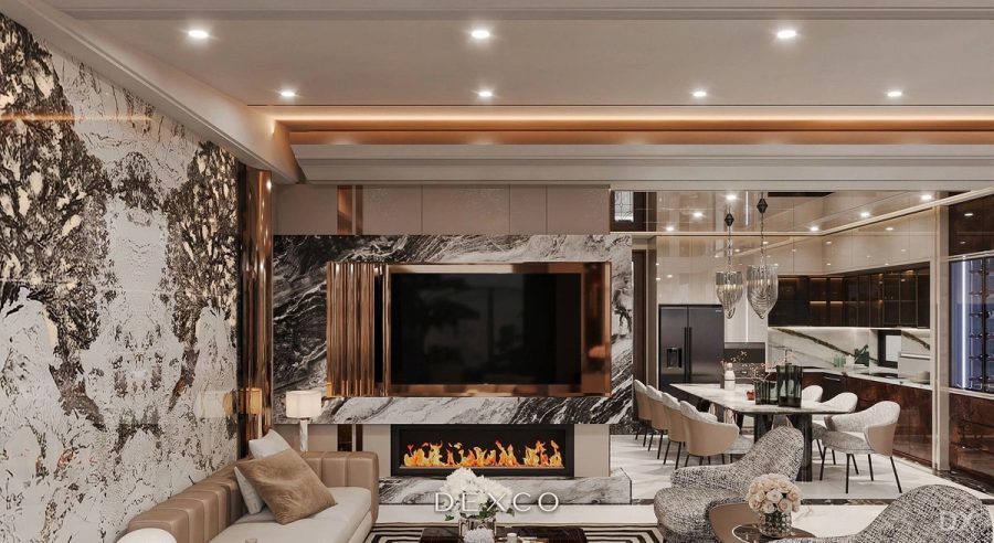 Căn hộ Vinhomes Star City 120m² - phòng khách phong cách hiện đại 02, thiết kế nội thất căn hộ cao cấp Dexco