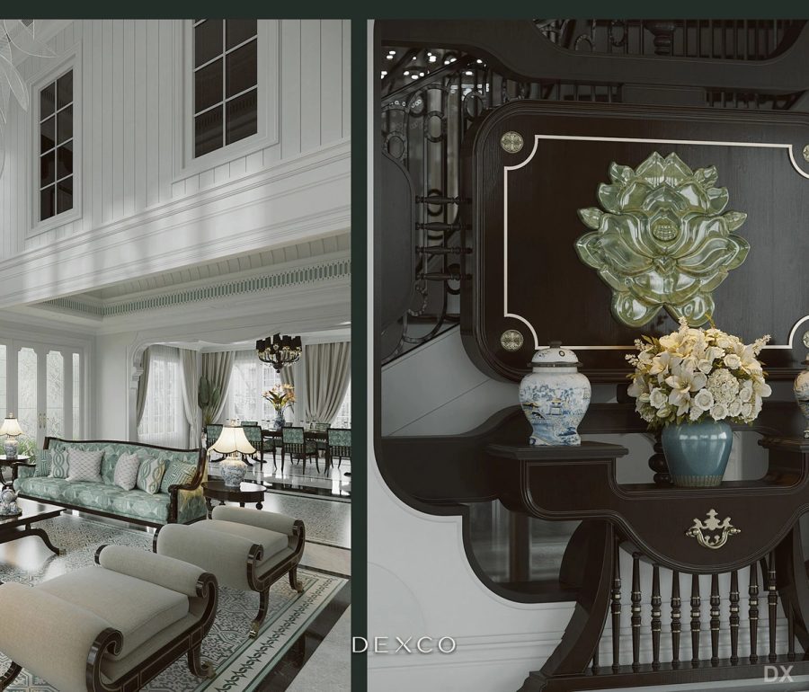 Biệt thự Vinhomes Gardenia Ban Mai Villa - phòng khách phong cách luxury hiện đại 03, thiết kế nội thất biệt thự Dexco