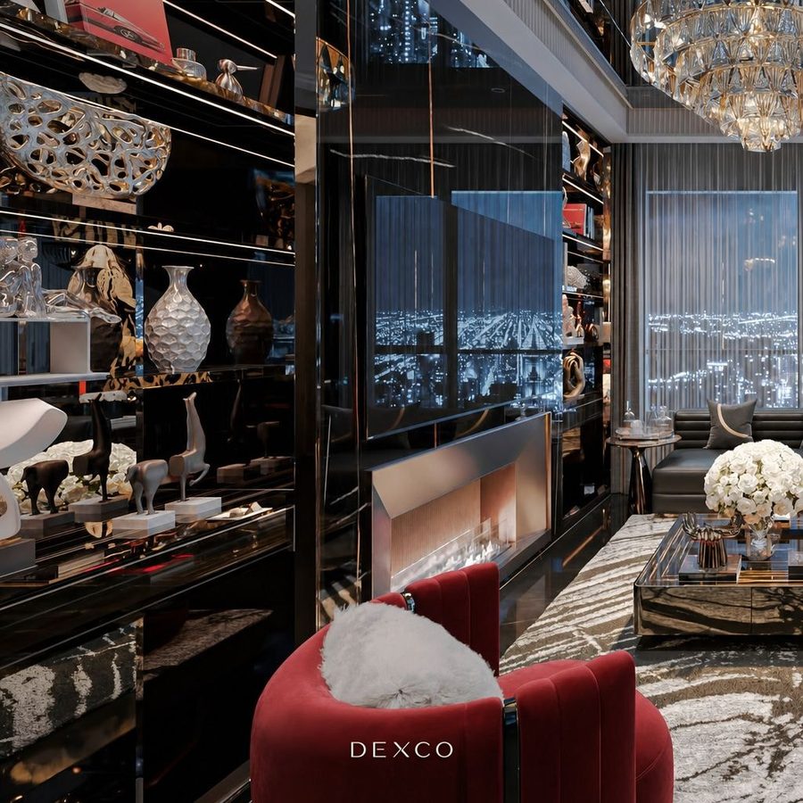 Sky Villa Dark Glam - Không gian chính 01, thiết kế thi công nội thất cao cấp phong cách Modern luxury dark glam
