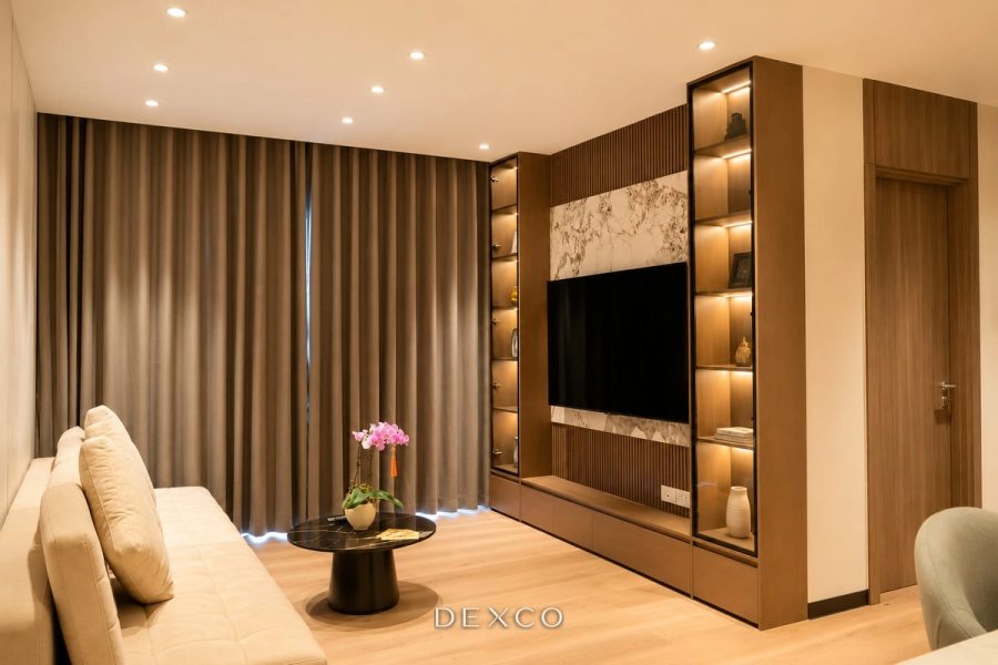 Căn hộ Tân Hoàng Minh 2 phòng ngủ 110m² - phòng khách phong cách luxury hiện đại 02, thi công nội thất căn hộ cao cấp Dexco