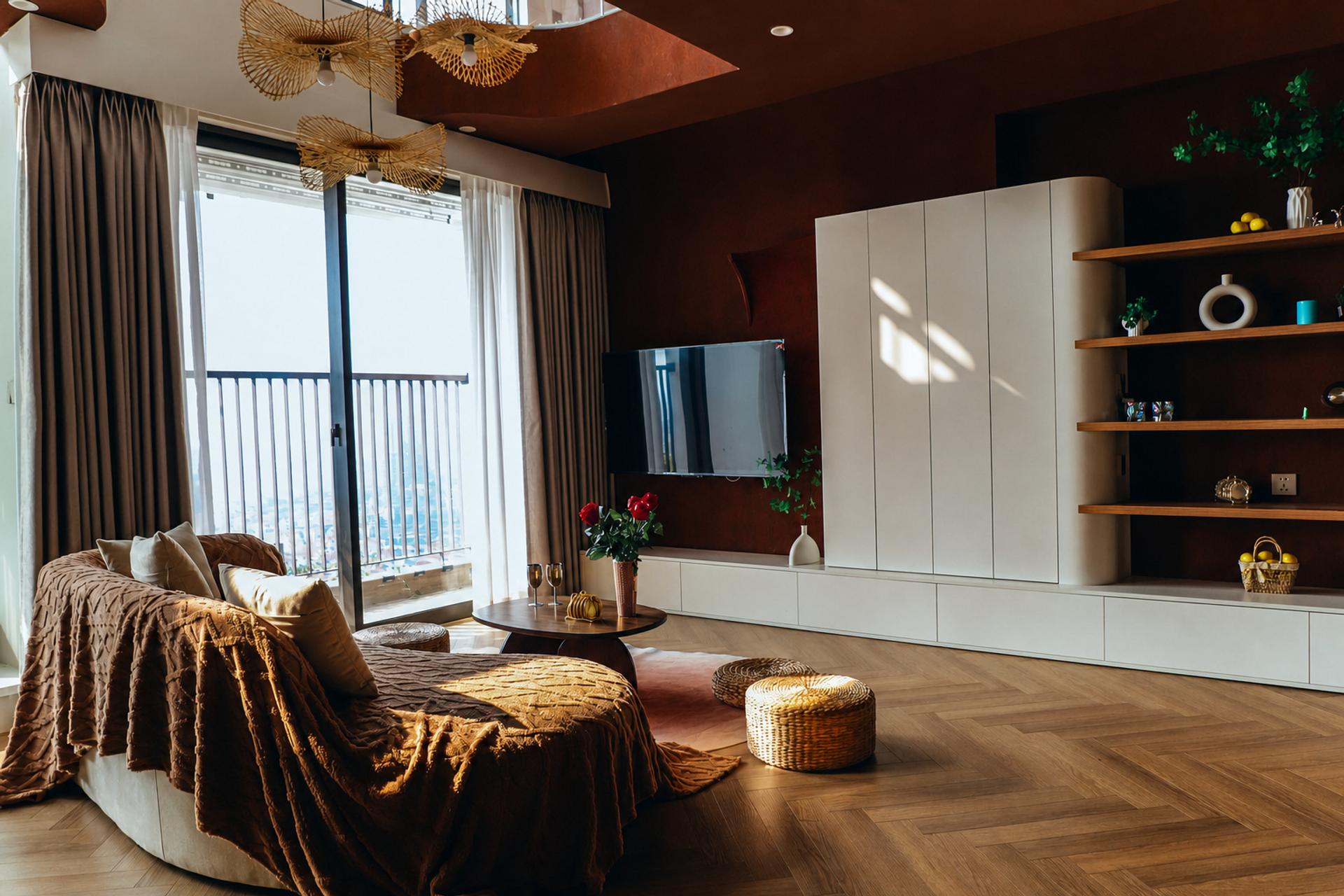 Duplex Swan Lake ấm áp với gỗ trầm