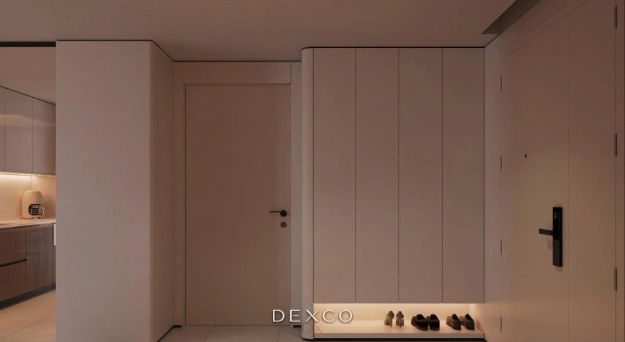 Căn hộ The Link Ciputra 100m² - phòng khách phong cách hiện đại 01, thiết kế nội thất căn hộ cao cấp Dexco