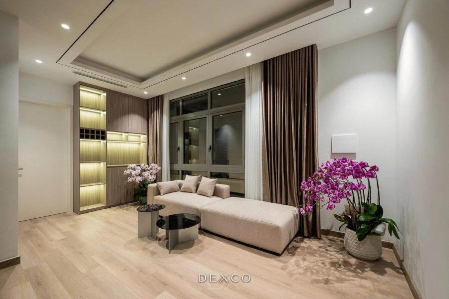 Biệt thự Vinhomes Riverside - phòng khách phong cách luxury hiện đại 02, thi công nội thất biệt thự Dexco