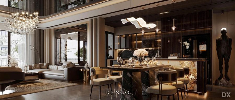 Căn hộ Green Diamond - phòng khách phong cách luxury hiện đại 06, thiết kế nội thất căn hộ cao cấp Dexco