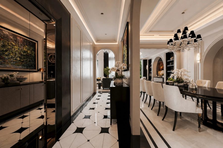 Long Biên Penthouse classic trắng kem - Sảnh, hành lang và chi tiết 15, thiết kế thi công nội thất cao cấp phong cách Classic luxury trắng kem