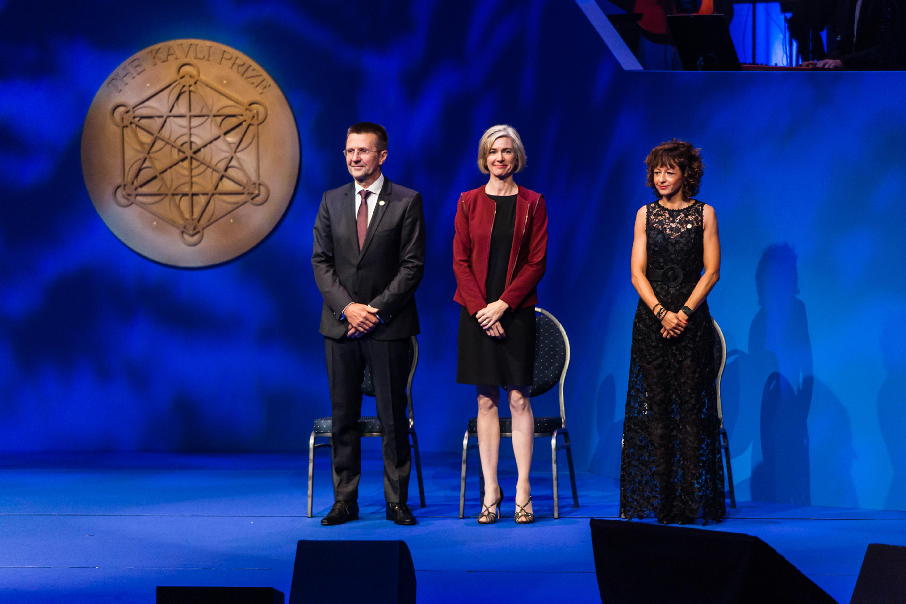 The 2018 Kavli Prize nanoscience laureates on stage at Oslo Concert Hall. 