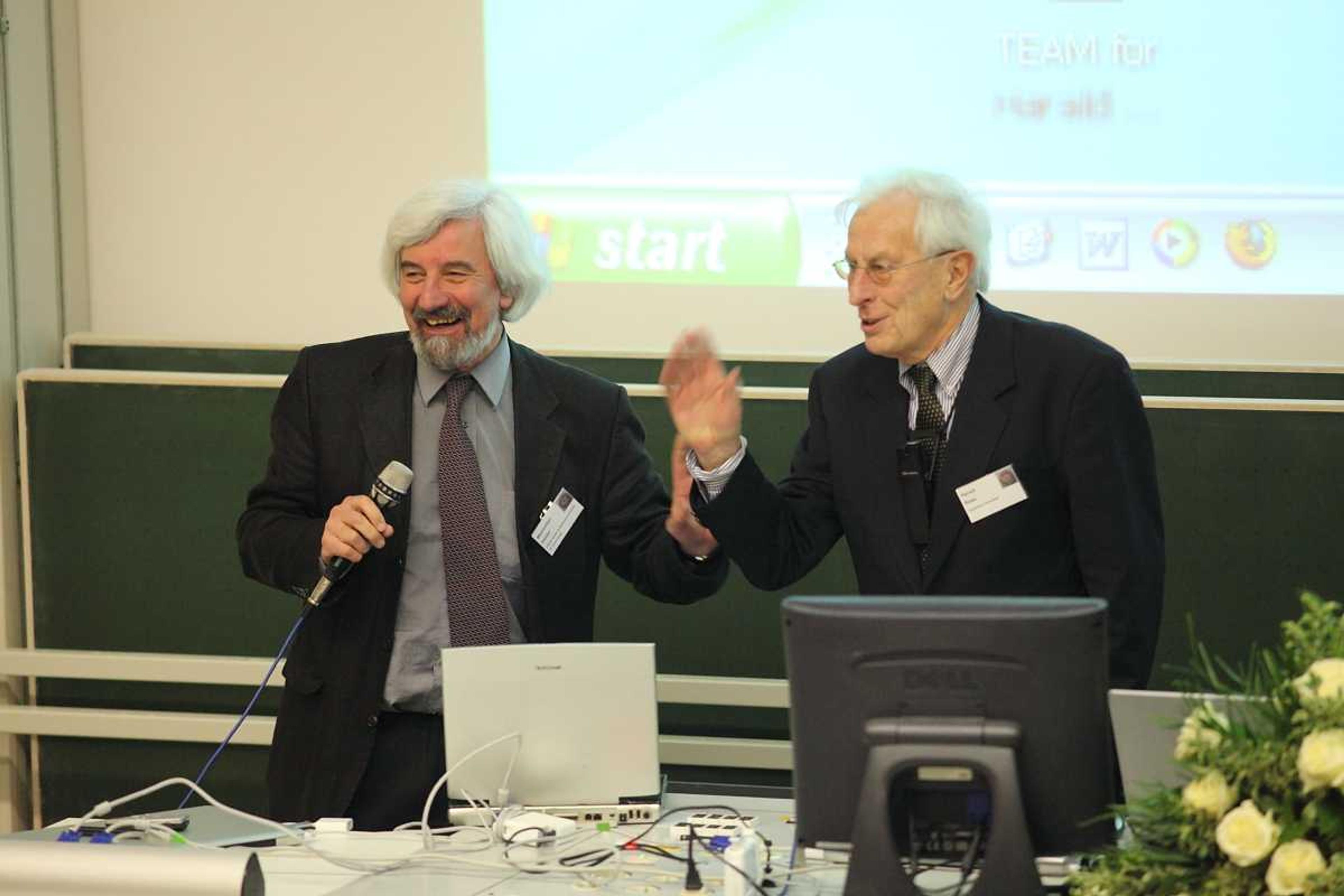 Maximilian Haider with H. Rose at Max’s birthday-symposium at the University of Heidelberg