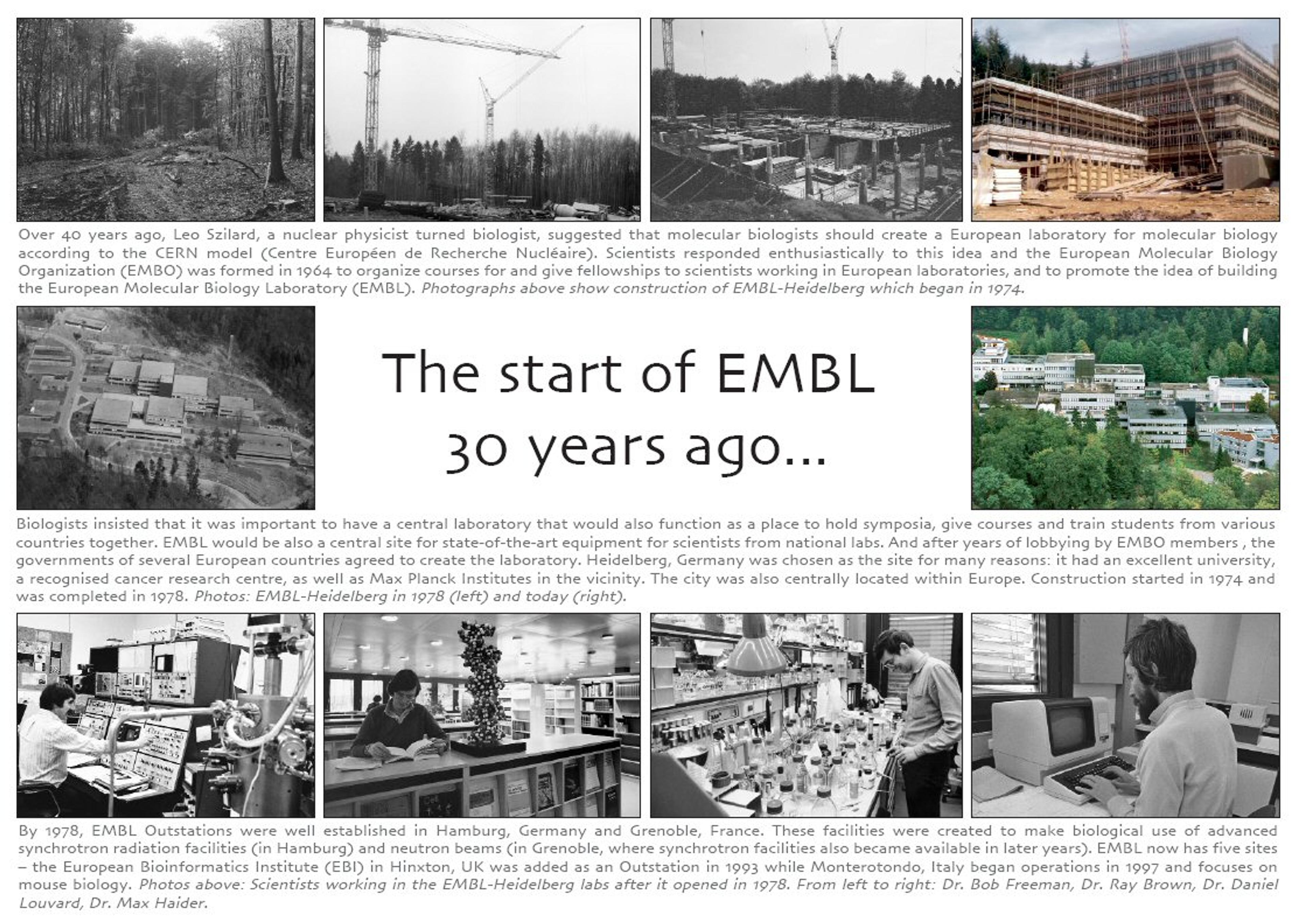 Photomontage of the start of EMBL 30 years ago