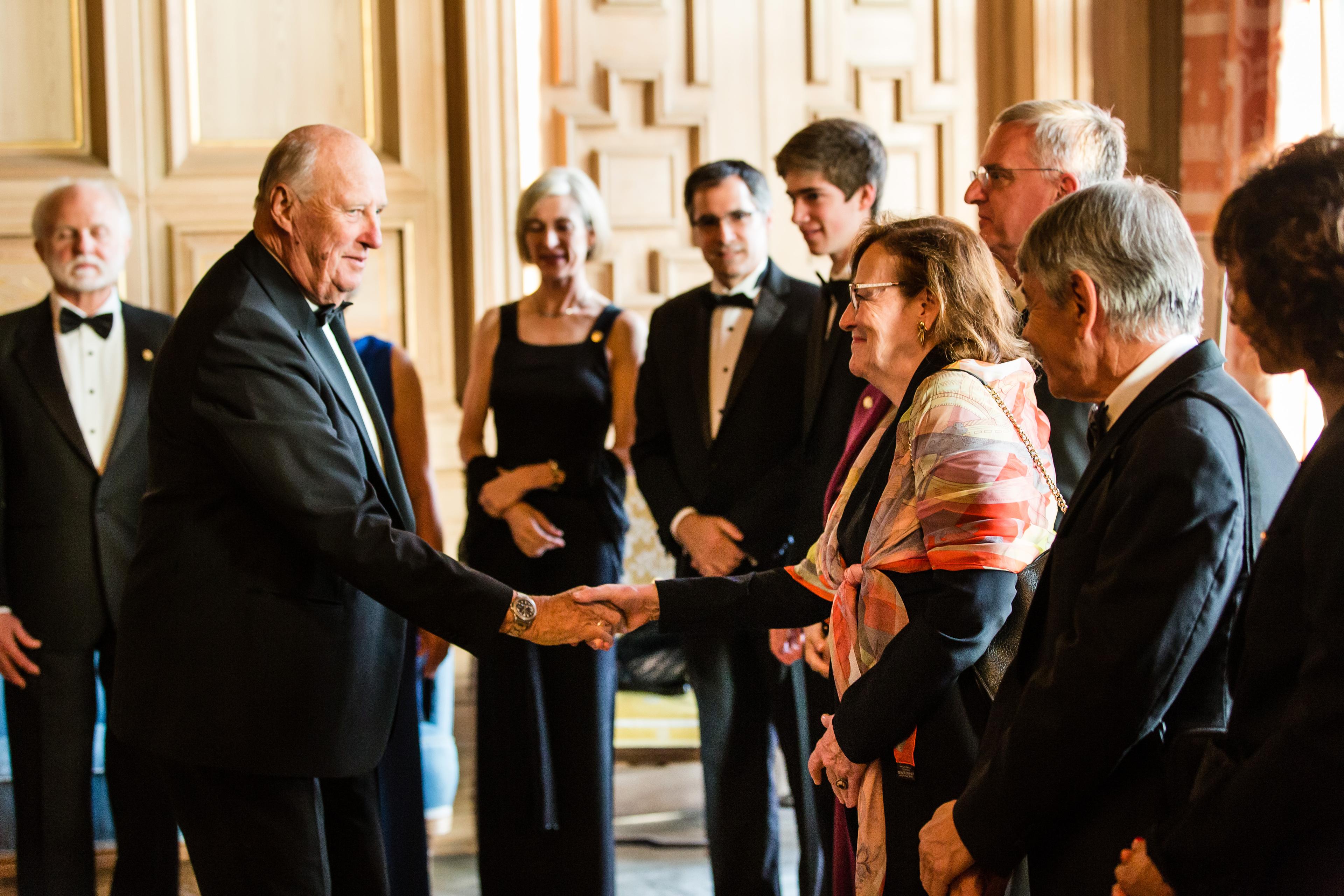 2018 Kavli Prize laureate Christine Petit meets His Royal Highness King Harald during the Kavli Prize week in Oslo