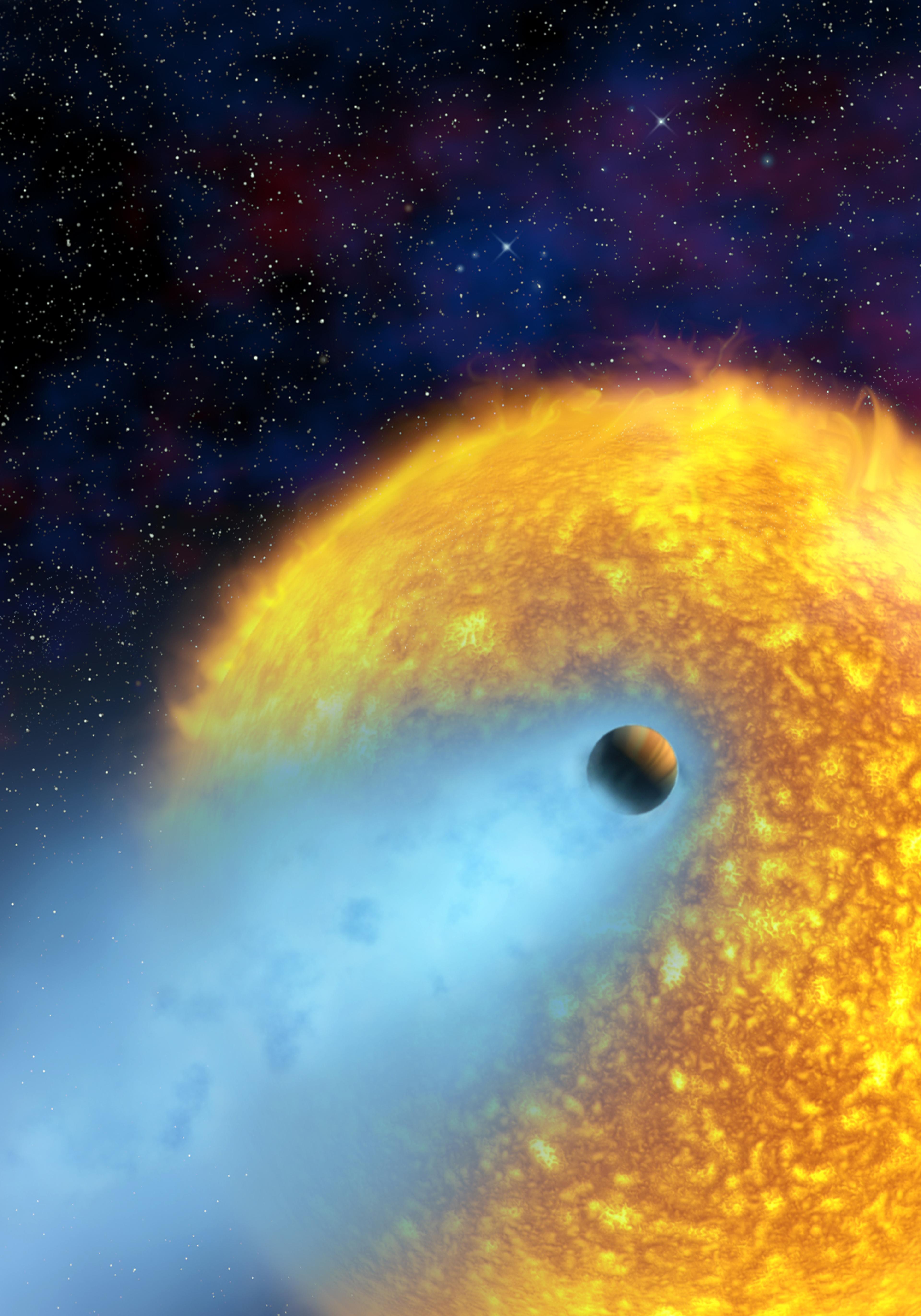 This shows an artist's impression of the exoplanet that David Charbonneau and colleagues first observed with the transit method. Credit: NASA/European Space Agency/Alfred Vidal-Madjar (Institut d'Astrophysique de Paris, CNRS)