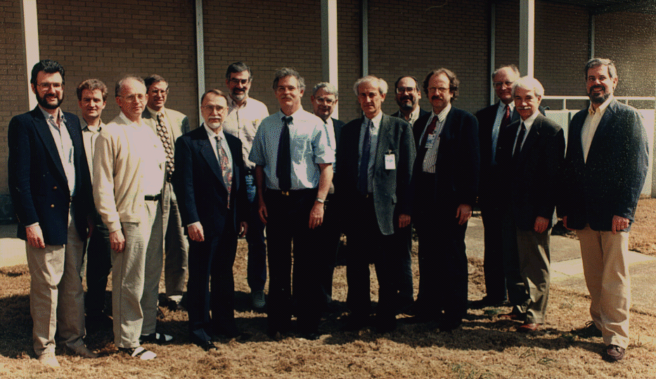 Photo of the The AXAF Science Working Group where Fabian worked.  where I am second from left. Nobelist Riccardo Giacconi also on the photo