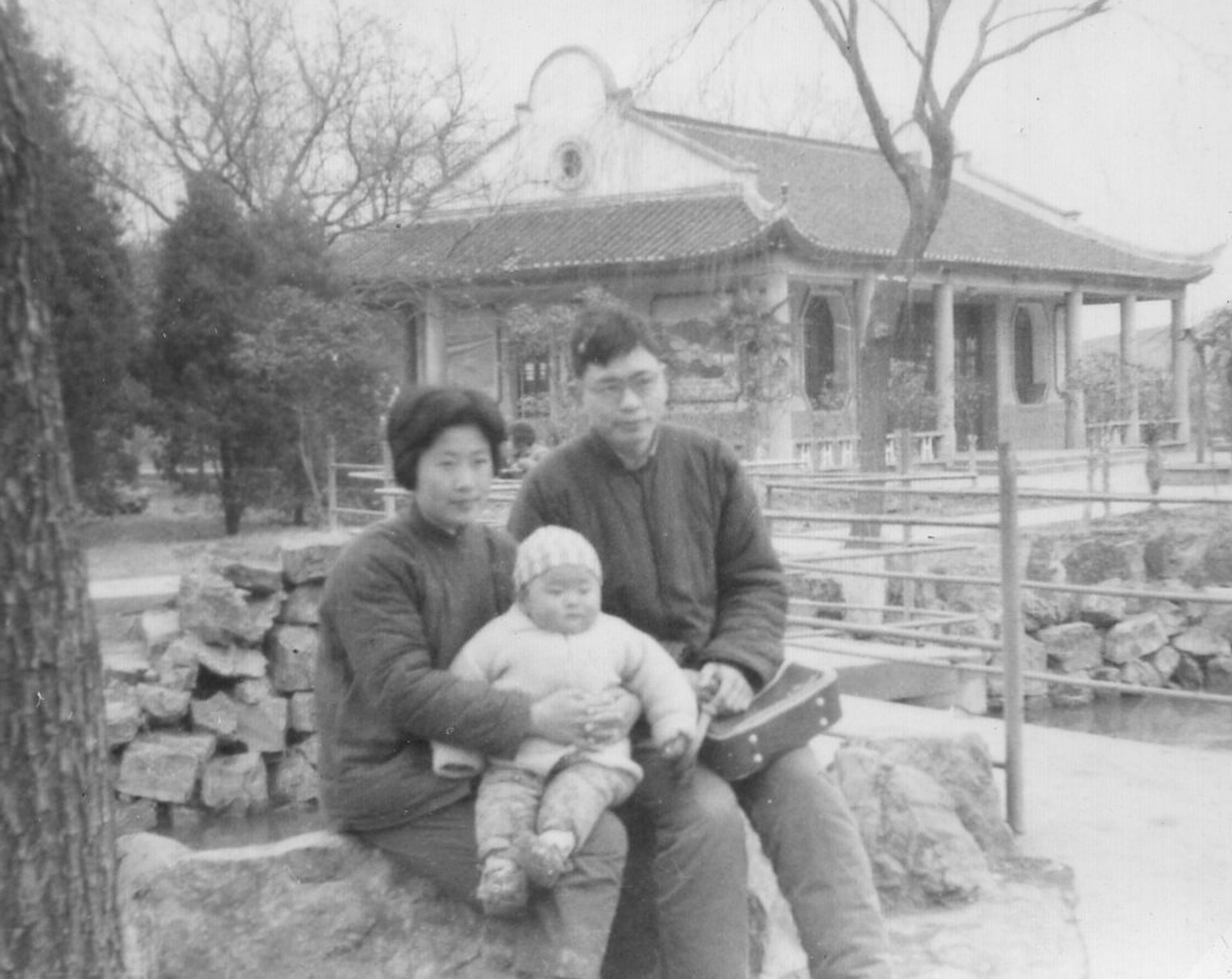 With my mother and father, Hongmei Park, Changzhou, China, 1977