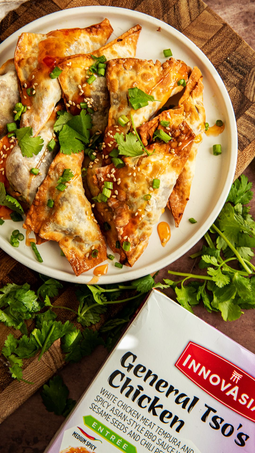 General Tso's Egg Rolls with Sweet Chili Sauce