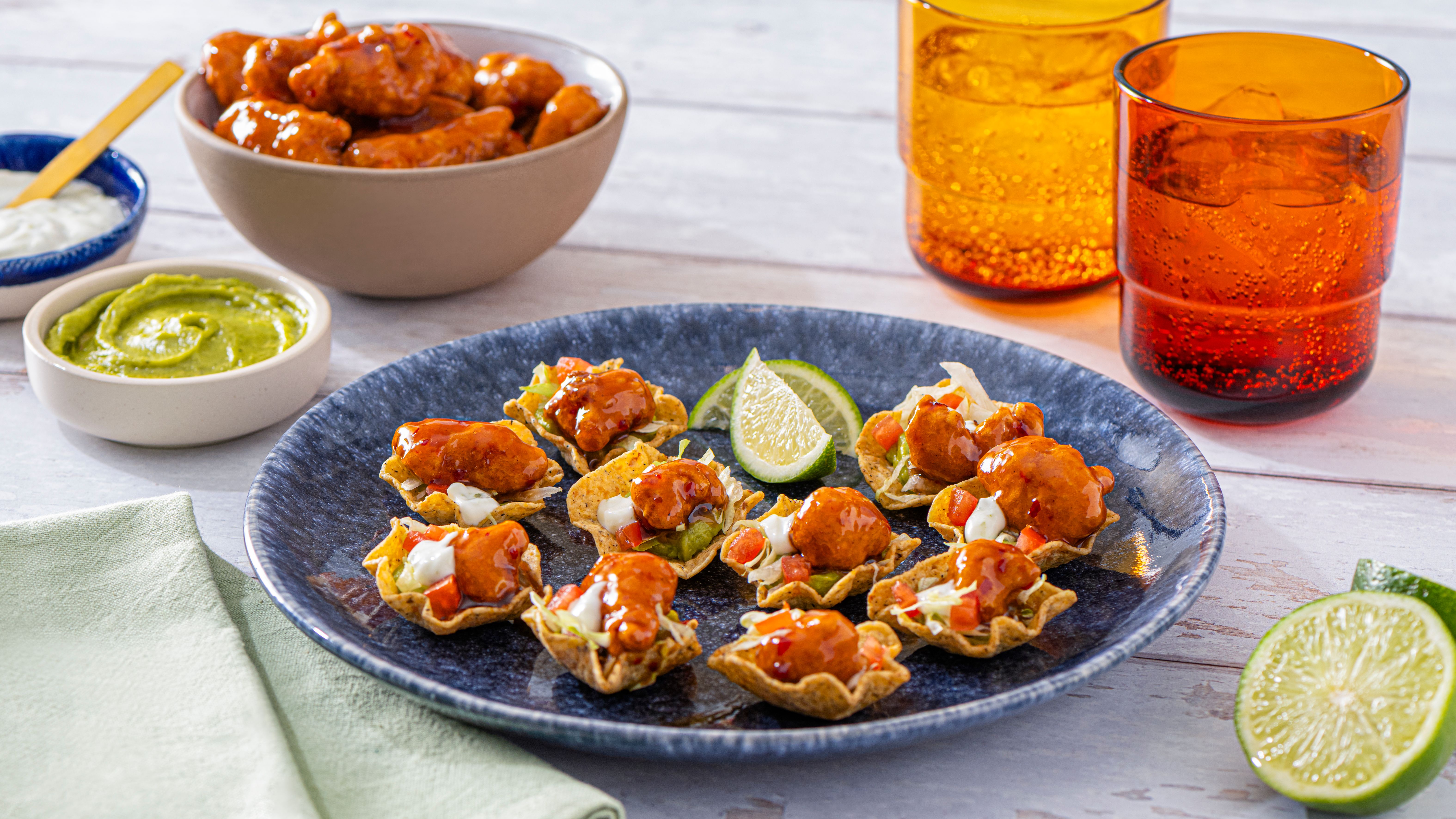 Sweet and Tangy Chicken Tostada Bites