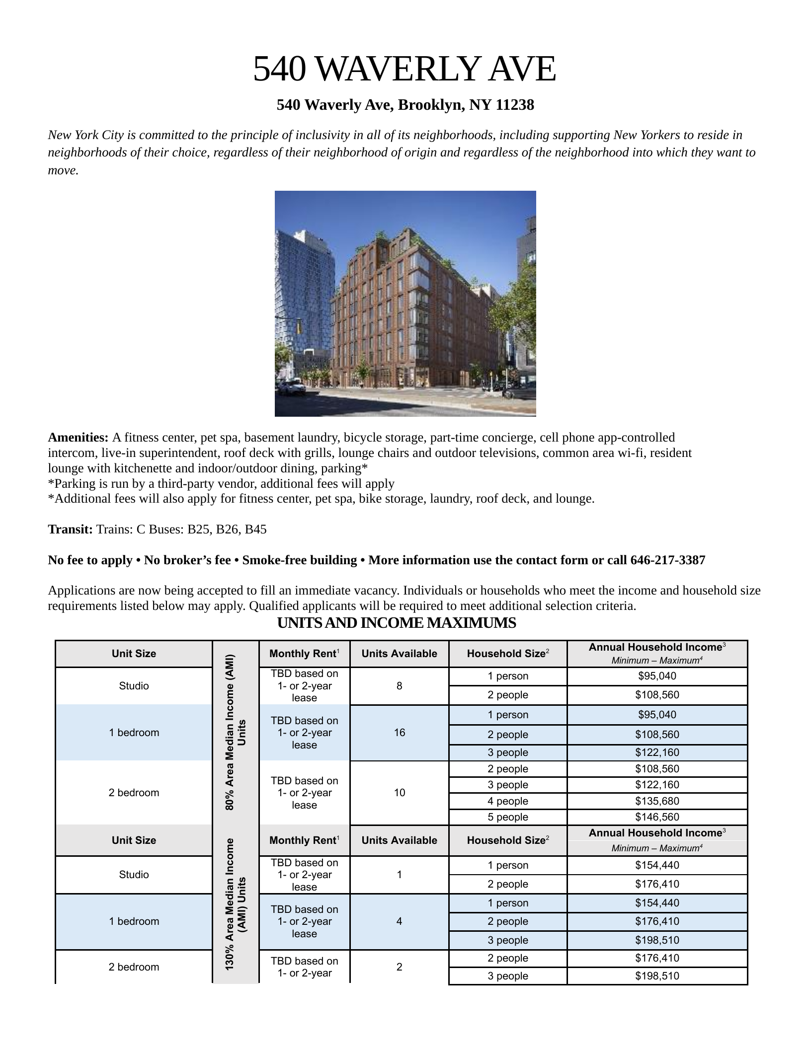 540 Waverly official advertisement, page 1