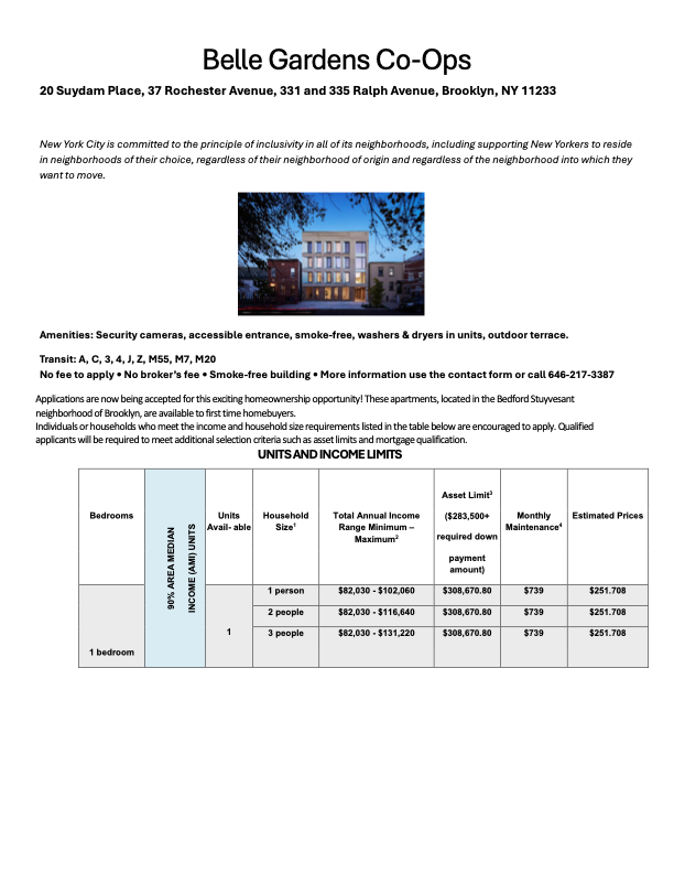 Belle Gardens Cooperatives Open Market Ad