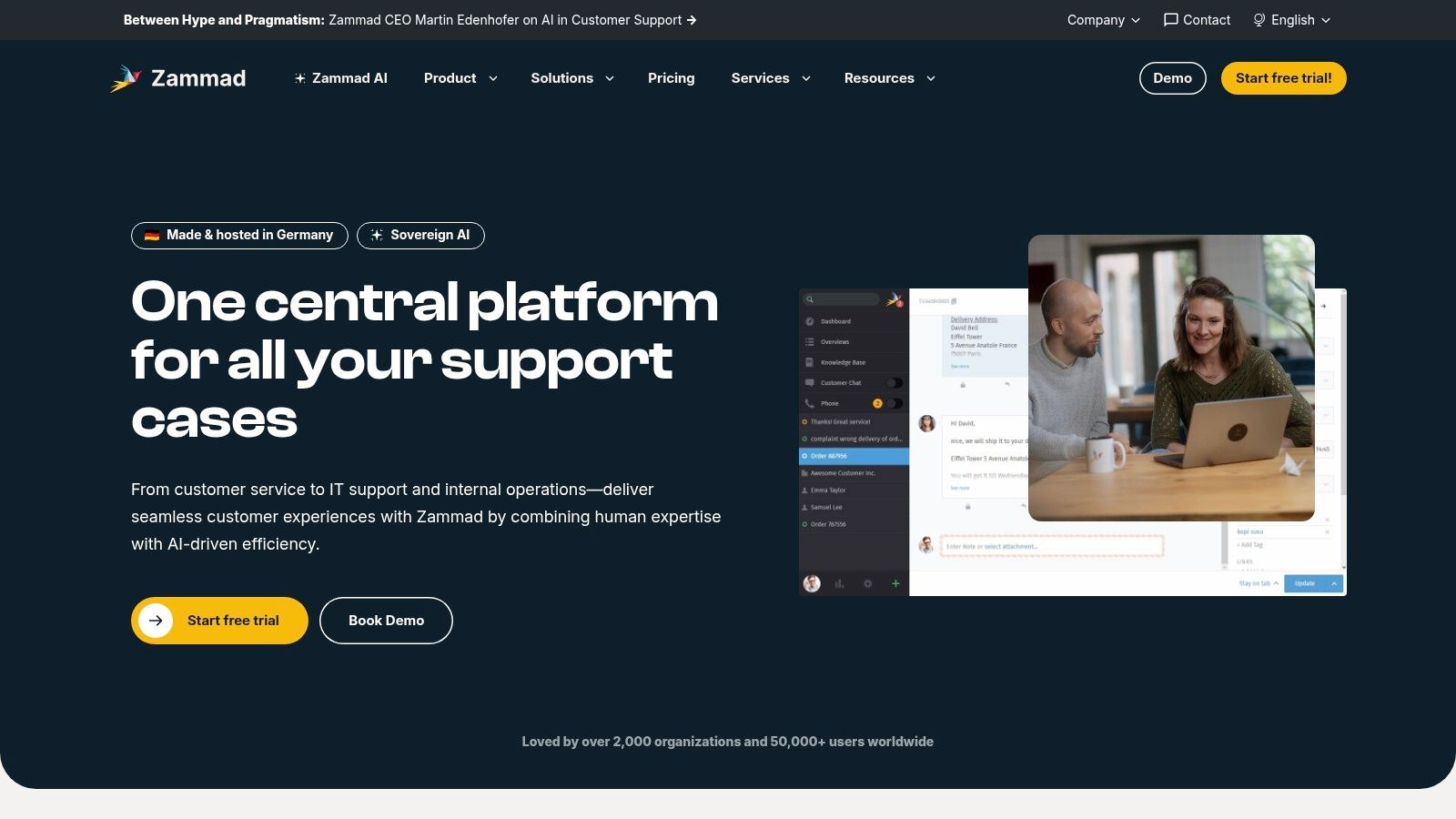 Zammad (Open-source; free self-hosted)