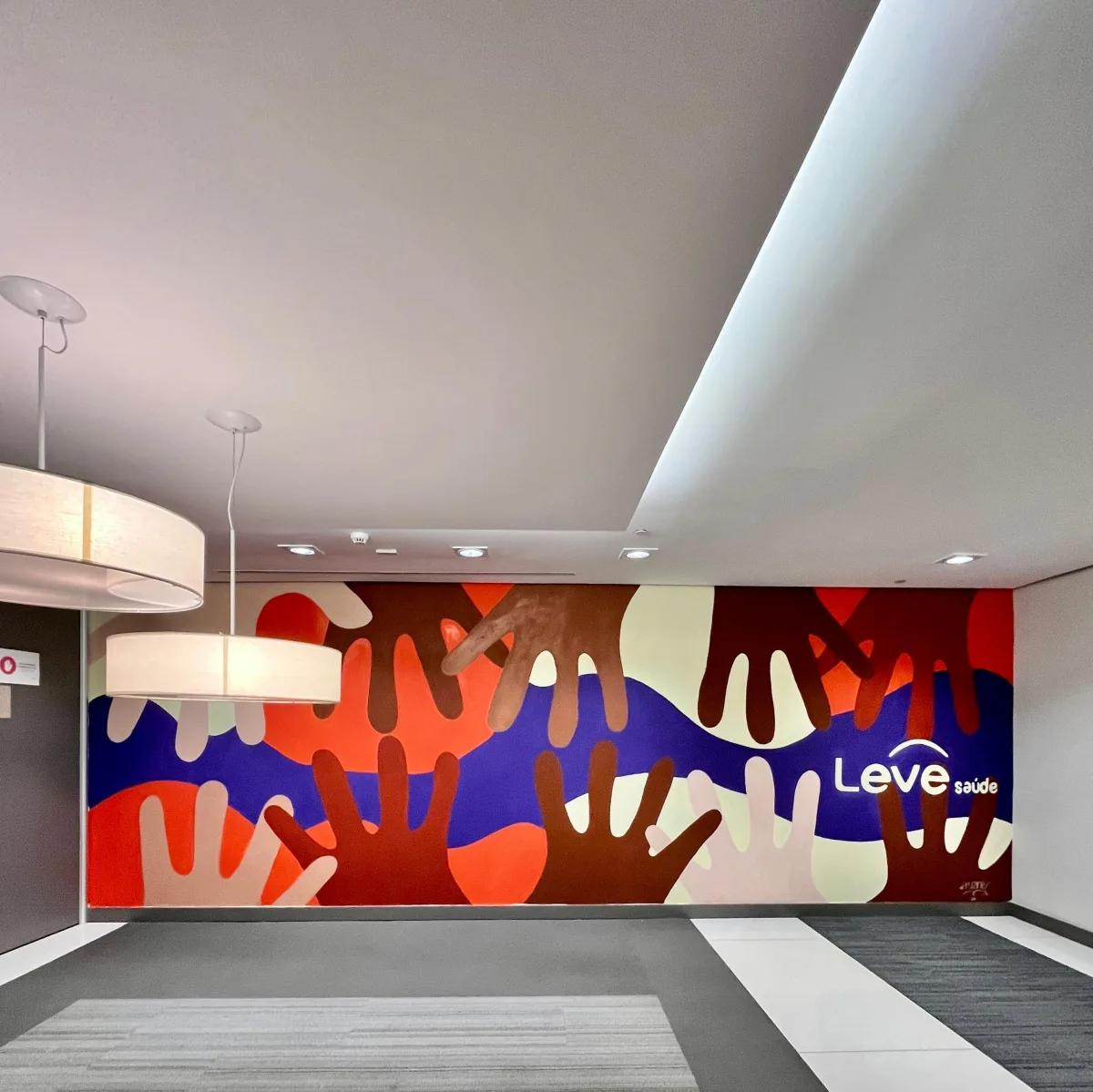 Mural interno feito dentro da empresa Leve no Rio de Janeiro