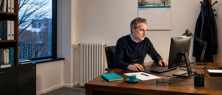 Uomo nel suo ufficio