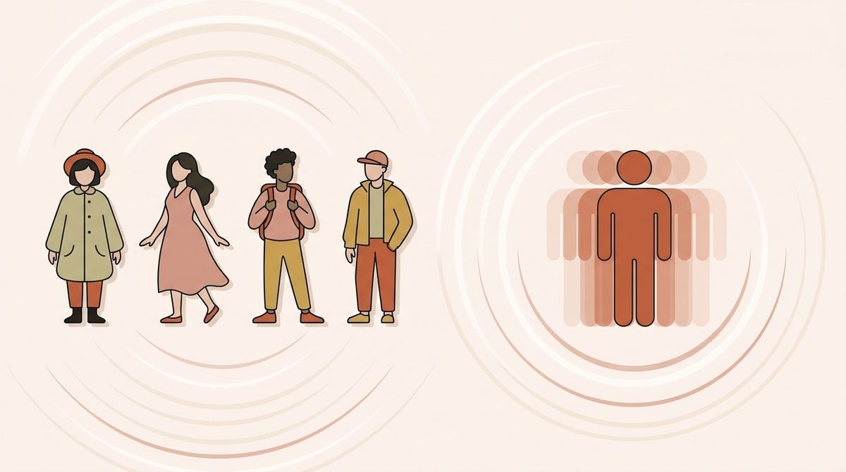 Illustration contrasting unique viewers with repeated views of a post