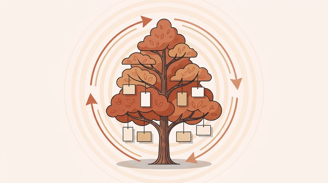 Illustration of a durable content piece generating value over time