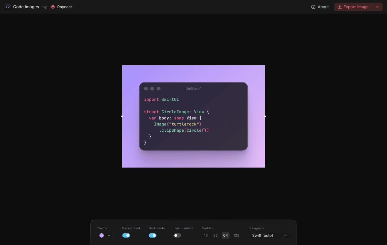 Code Images by Raycast screenshot 1