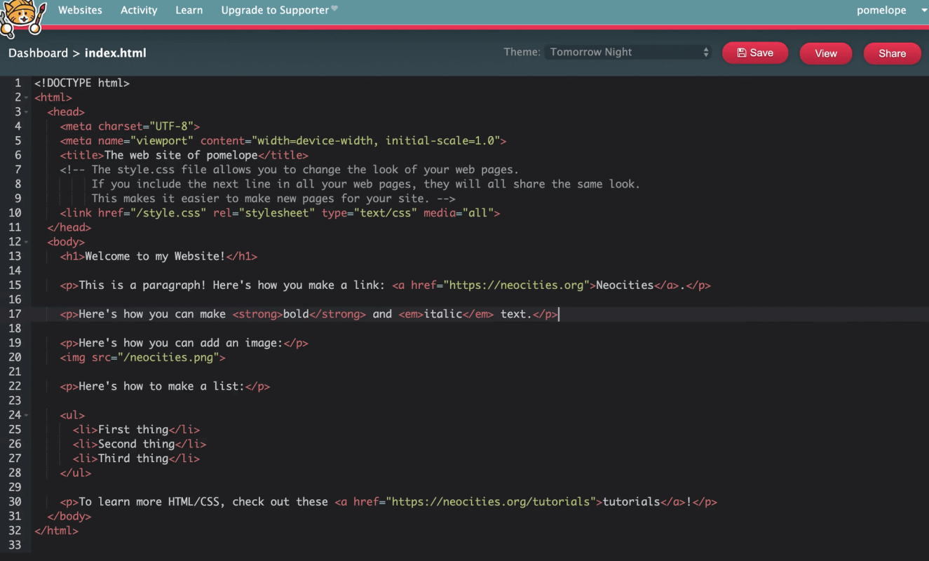 Neocities screenshot 2