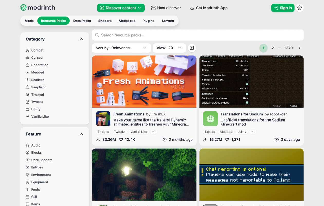 Modrinth screenshot 2