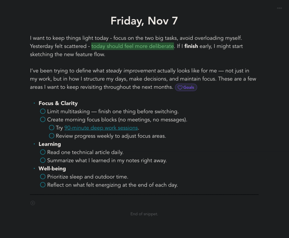Snippets screenshot 2