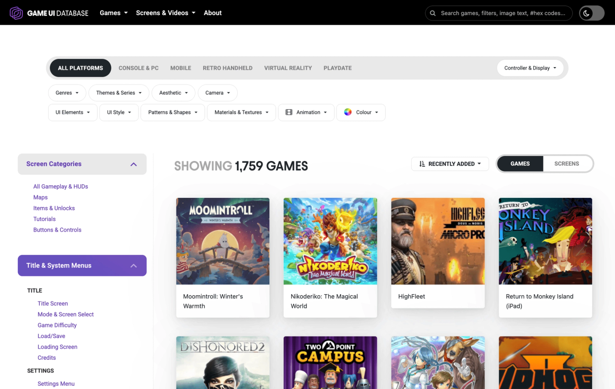 Game UI Database screenshot 2