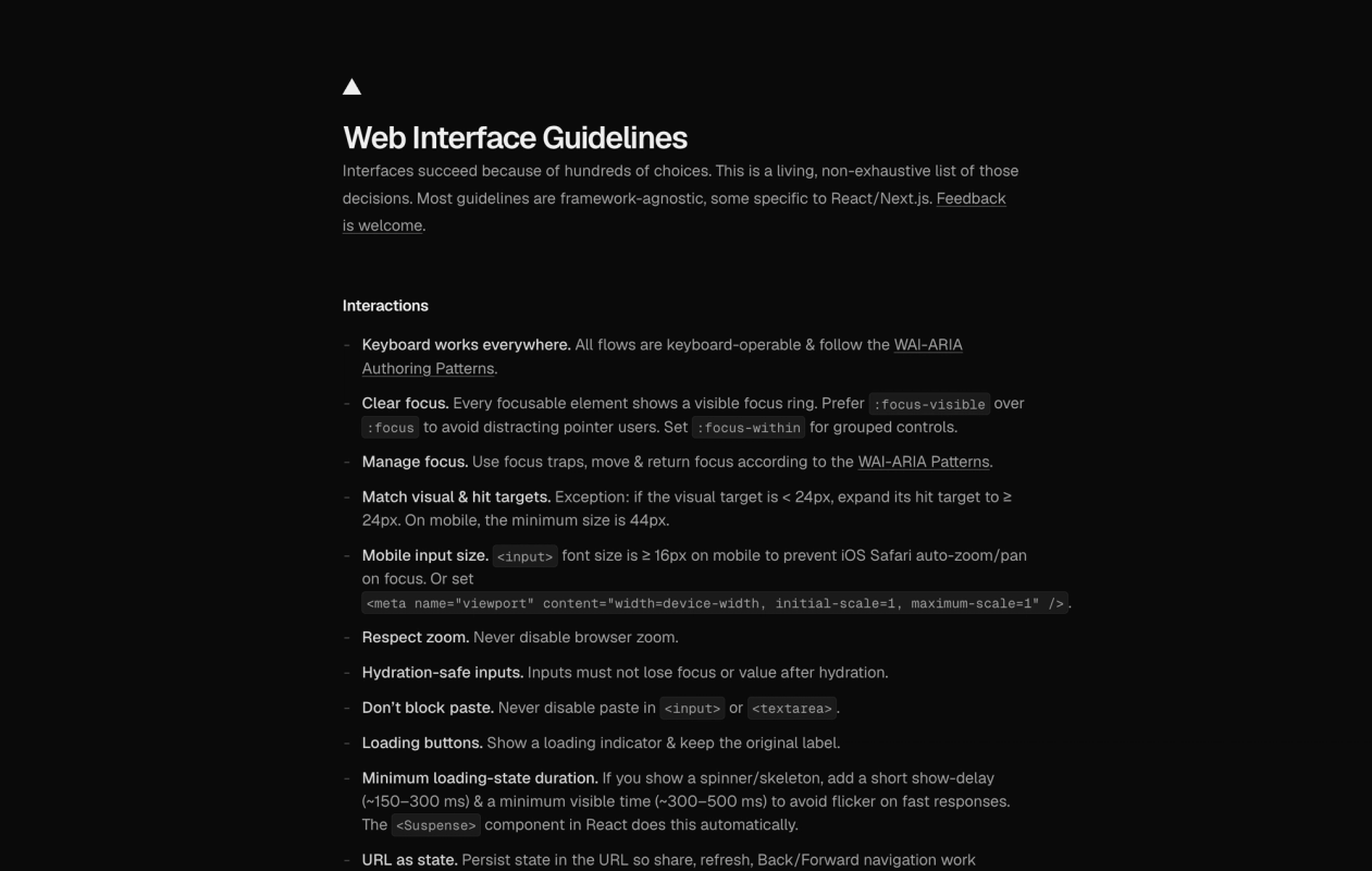 Web Interface Guidelines screenshot 1