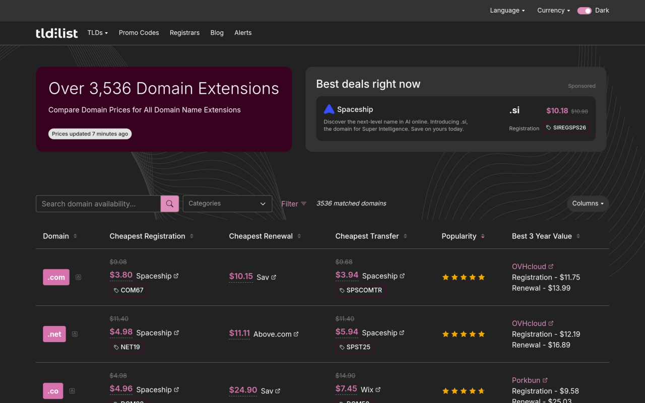 tld:list screenshot 1