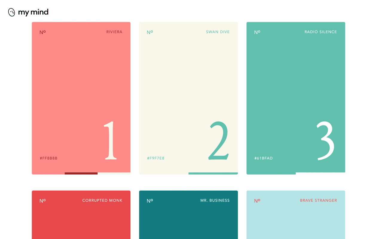 mymind color palettes screenshot 1