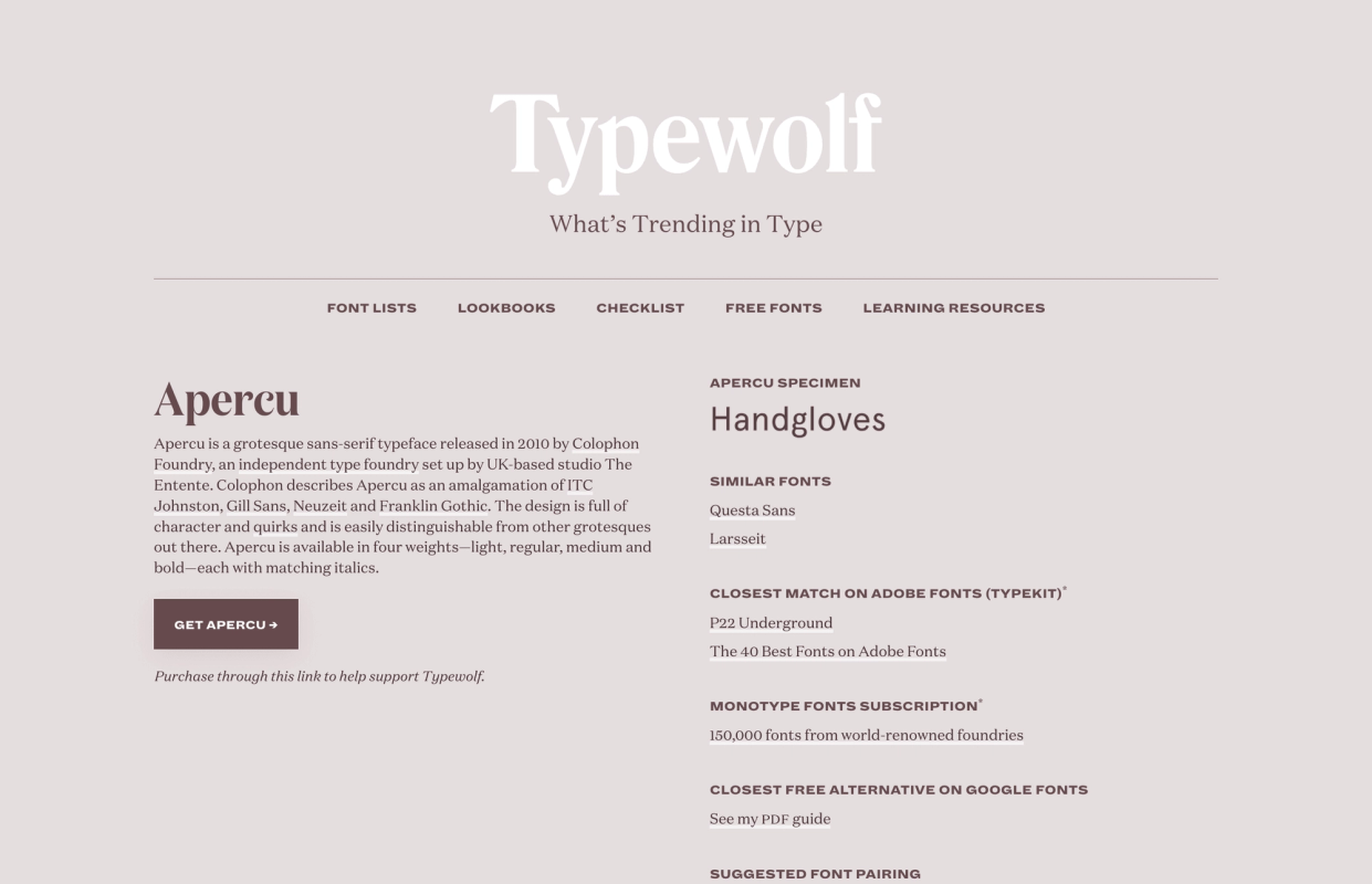 Typewolf screenshot 2
