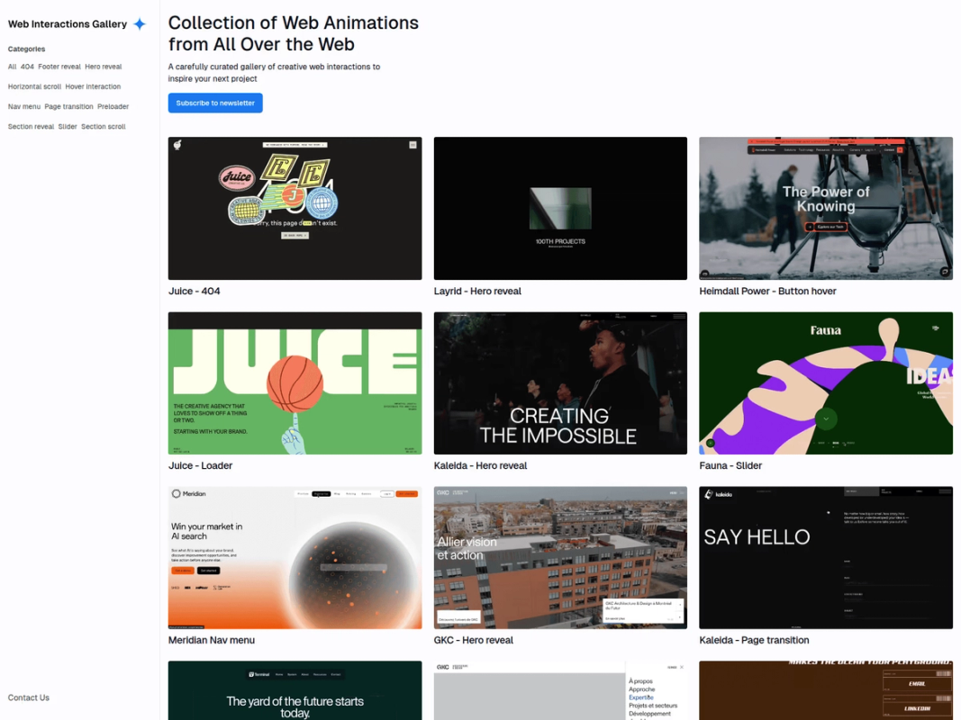 Web Interactions Gallery screenshot 1