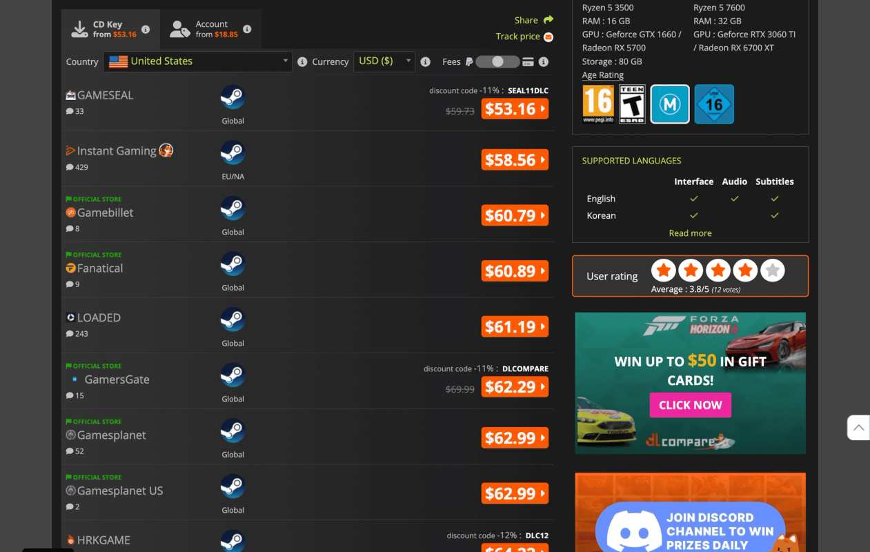 DLCompare screenshot 3