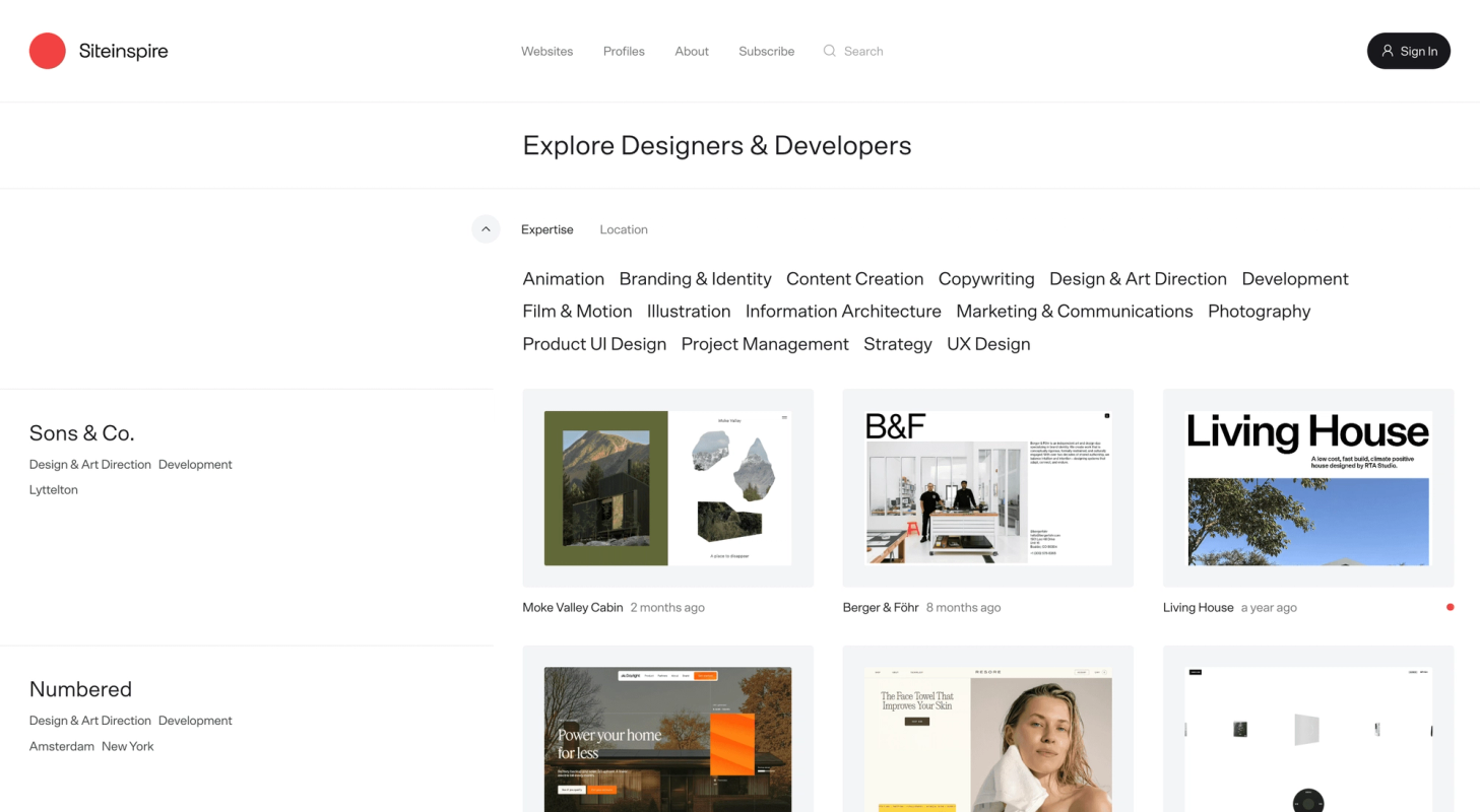 Sitesinspire screenshot 2