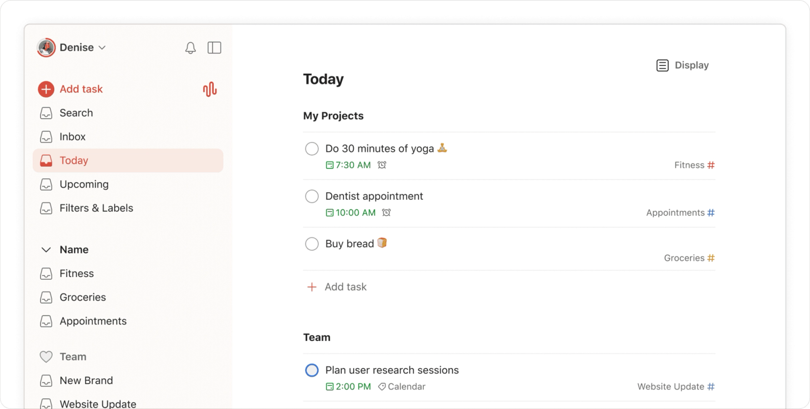 Todoist screenshot 1