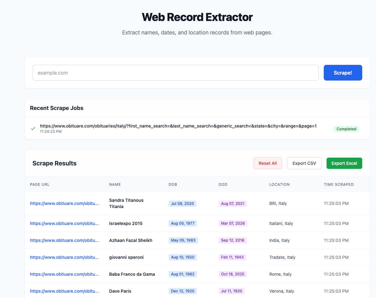 Web Record Extractor