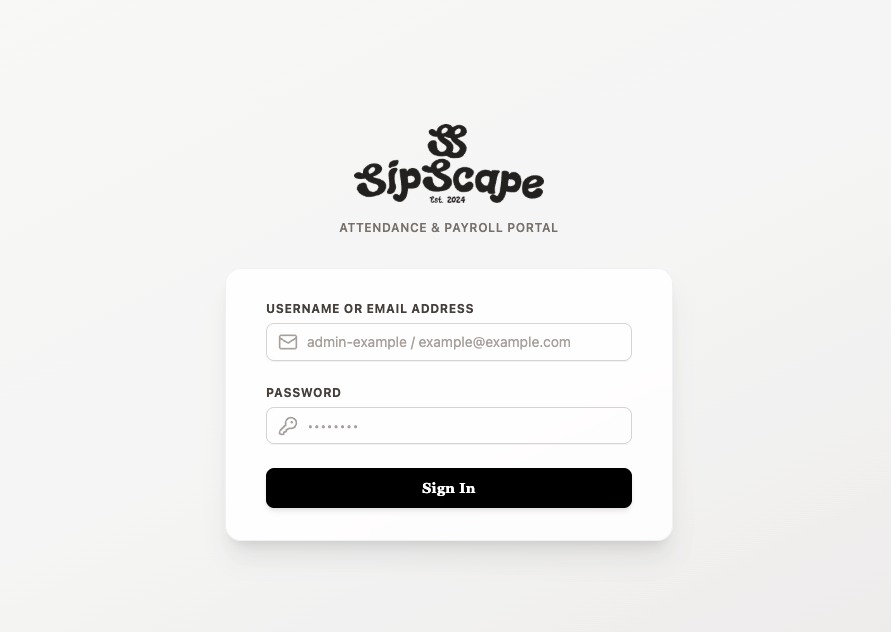 Sipscape Payroll and Attendance System