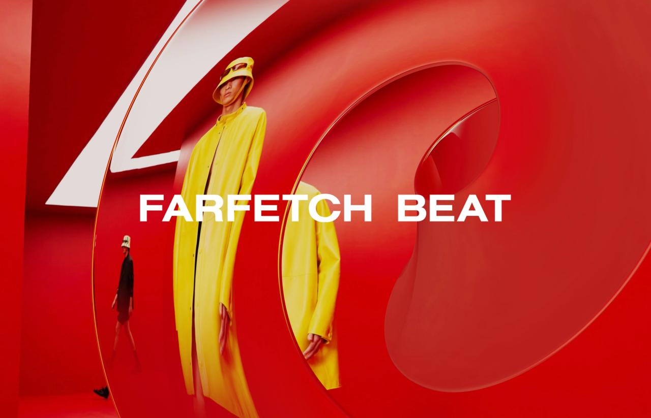Farfetch Beat - Logo with kinetic logo pattern applied over photography
