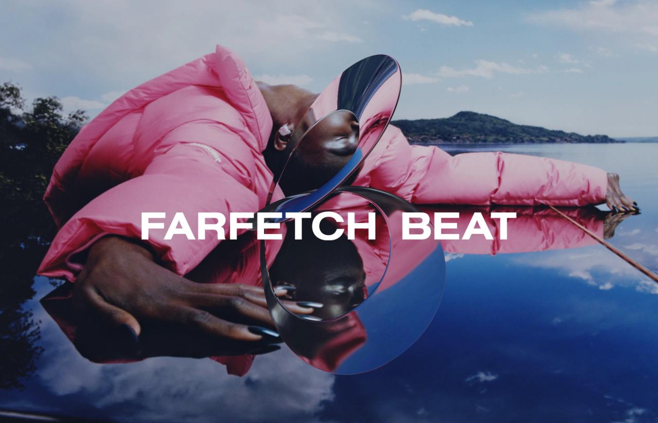 Farfetch Beat - Logo and Logo Icon applied over the top of fashion photography