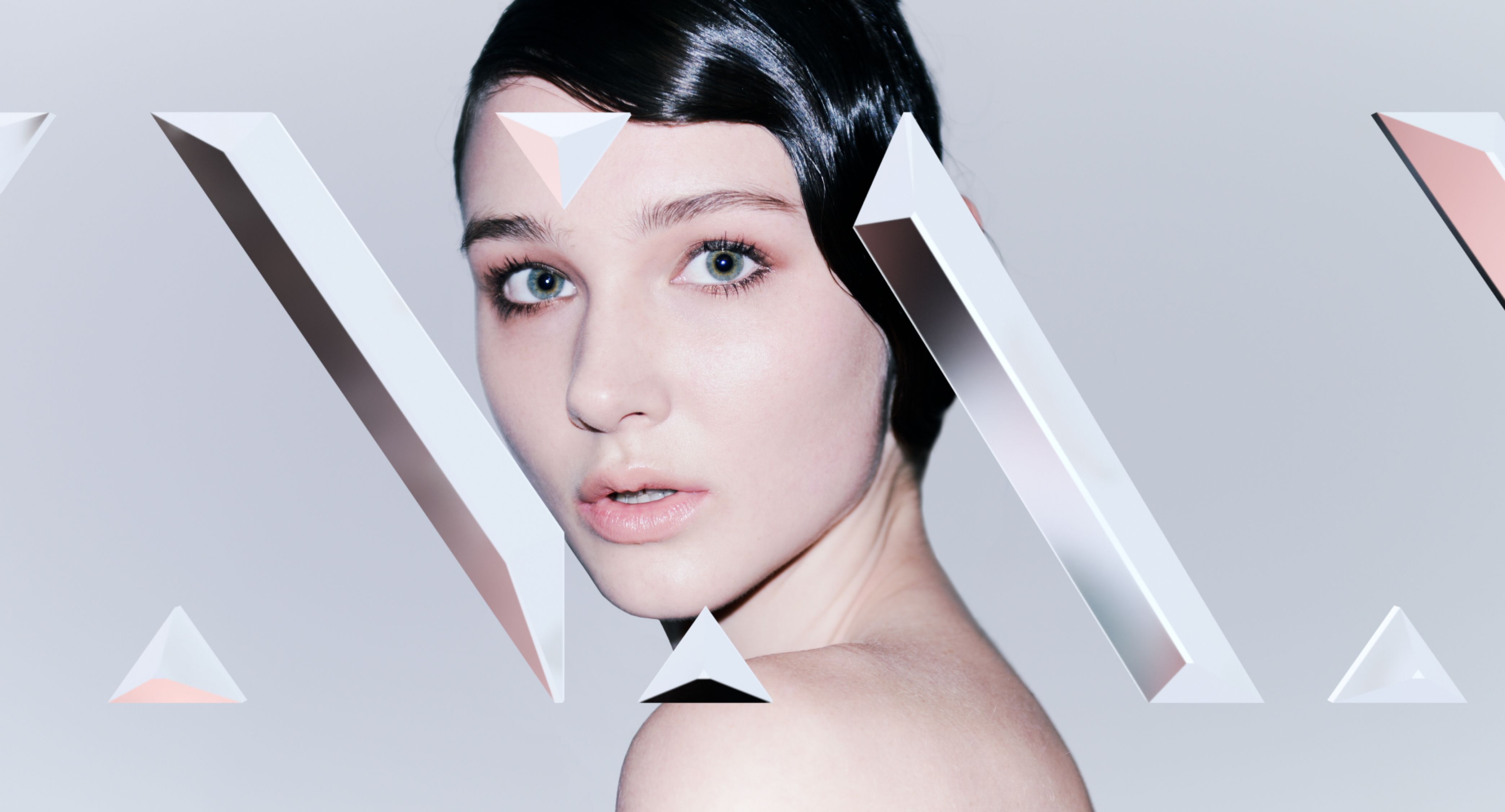Anna - Animated logo with metallic effect applied over the top of model photography