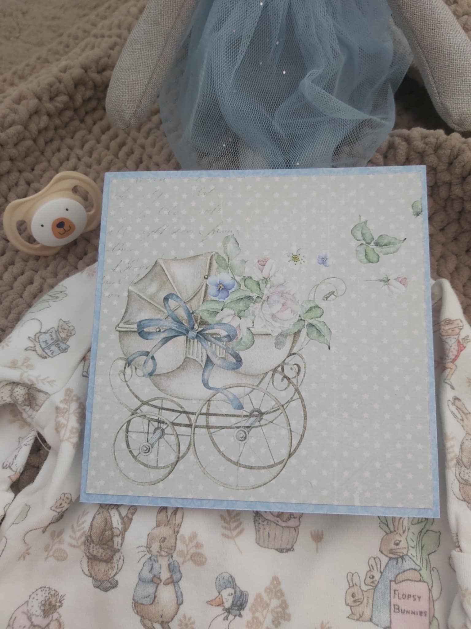 Na privítanie bábätaka handmade pohľadnica k narodeniu chlapčeka