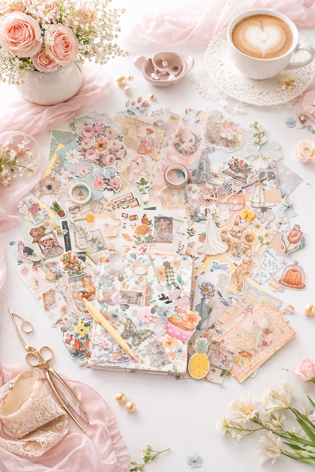 kreatívny set na tvorenie scrapboooking a journaling