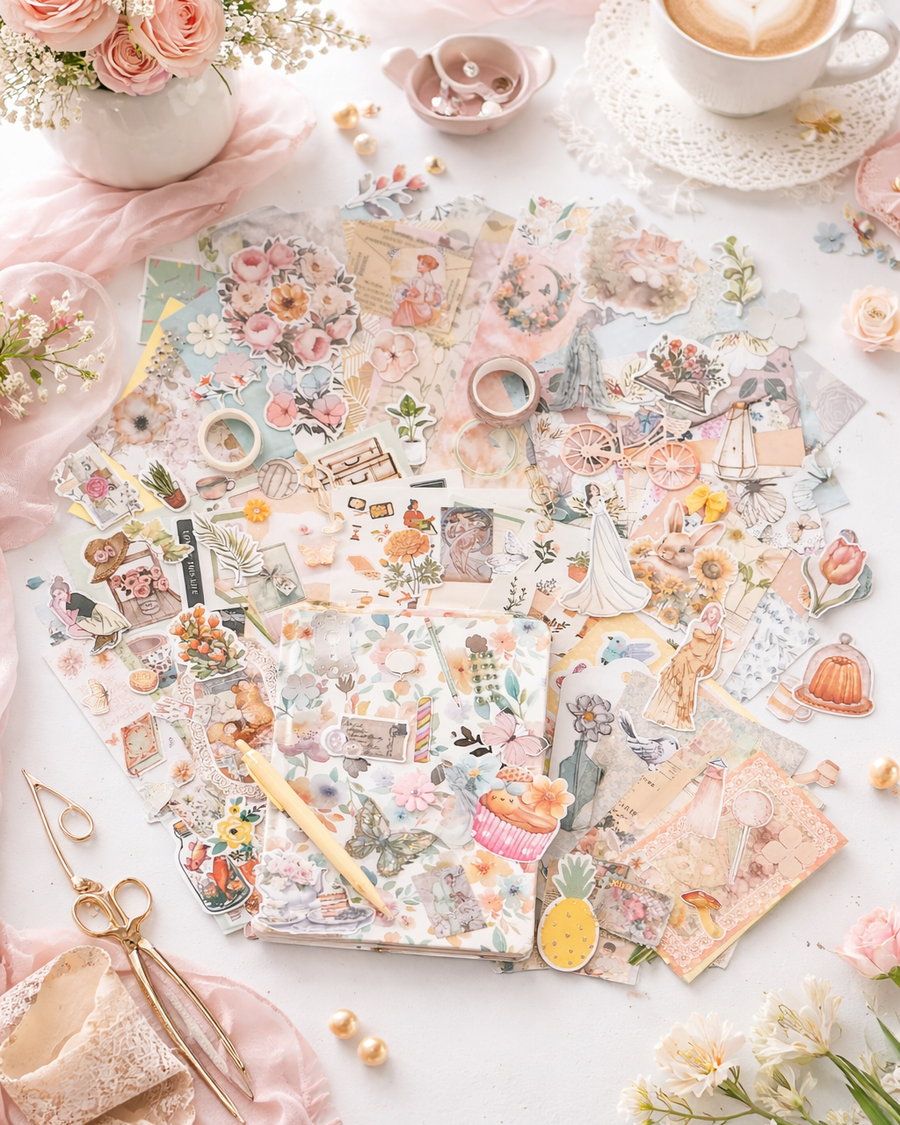 kreatívny set na tvorenie scrapboooking a journaling